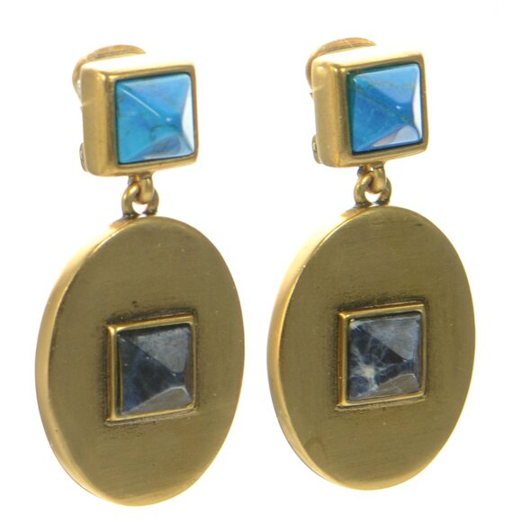 Vintage Oscar De La Renta Oval Drop Clip-on Earrings - Picture 1 of 8